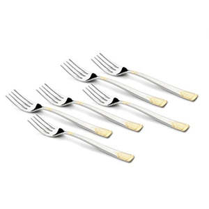 Juego de Tenedores para Carne de Acero Inoxidable, Color Dorado y Plateado, Fácil de Limpiar, Utensilio para Asar, Hornear y Usar al Aire Libre - Product Image 2
