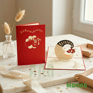 Nueva Tarjeta de Felicitación 3D Pop-up con Diseño de Luna, Invitación para Bautizo, Baby Shower, San Valentín, Cumpleaños, Día del Padre, Papel Offset - Product Image 5