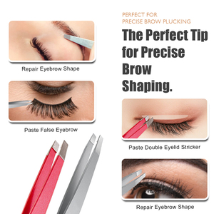 Custom Eyebrow Tweezers Slanted Tip Premium Quality Brow Wholesale Tweezers Precision Hair Removal <b>Tool</b> Private Logo OEM Supply - Product Image 3