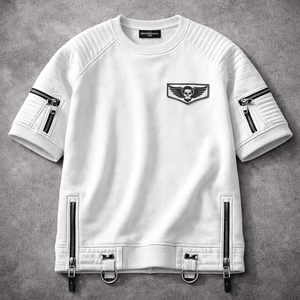 เสื้อยืดผู้ชายทรงสปอร์ตผ้าแคนวาสคุณภาพสูง หนักแน่น ทนทาน ผลิตจากเส้นด้ายฝ้าย 100% ย้อมสีแบบย้อมเส้นด้าย เป็นมิตรต่อสิ่งแวดล้อม ระบายอากาศได้ดี ด้านหน้ามีซิป  แบบคัสตอม - Product Image 4