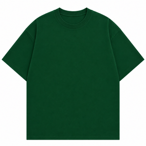 T-shirt en coton vert uni surdimensionné pour homme, col rond, manches courtes, tricot jersey décontracté, coupe classique, vente en gros - Product Image 1