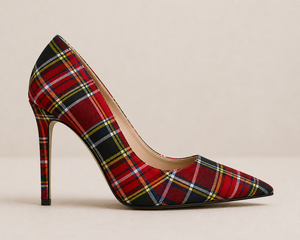Chaussures à talons hauts en tartan de haute qualité pour femmes, escarpins à bout pointu et talon aiguille pour mariage et soirée, vente en gros, OEM ODM - Product Image 3