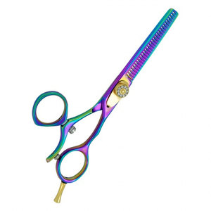Multi Color Gold Screw Professional <b>Barber</b> Scissors Sharp <b>Blade</b> Steel Handle Salon Hair Thinning Shears - Product Image 2