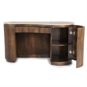 Modern Solid Wood <b>Console</b> <b>Table</b> with <b>Marble</b> Top and Ribbed Walnut Base Handmade and Easy Assembly Living Room Furniture - Product Image 5