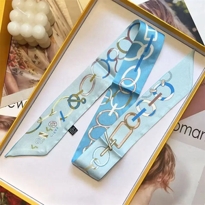 Nueva Cinta Versátil Azul Cielo con Lazo Pequeño para el Cabello, Diadema, Lazos para el Pelo de Mujer, Cinta de Seda Twill para Asa de Bolso 5*90cm - Product Image 1