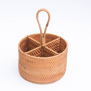 Cesta Redonda de Mimbre Tejido de Primera Calidad con Compartimentos Divididos – Accesorio Ecológico para Mesa de Comedor - Product Image 1