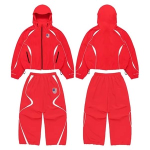 Survêtement unisexe coupe OEM en polyester et nylon, avec fermeture éclair intégrale, pantalon de jogging coupe-vent pour adultes - Product Image 1