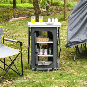 Portable Folding <b>Camping</b> <b>Storage</b> Cabinet with 3 Shelves and Carry Bag - Product Image 3