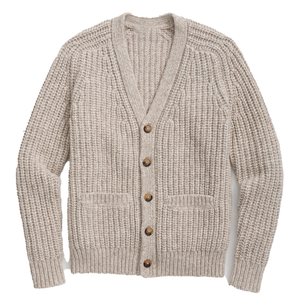 Cárdigan de Hombre con Cuello en V, Manga Larga, Color Sólido, Cierre de Botones, Tejido Grueso de Lana Acrílica, para Otoño, Corte Regular, Anti-Pilling - Product Image 1
