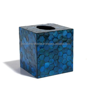 Élégant couvercle de boîte à mouchoirs en nacre incrustée, support mosaïque de coquillages fait main, décoratif de luxe pour salle de bain, coiffeuse et salon - Product Image 3
