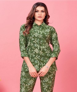 Conjunto Tradicional de Salwar Kameez para Mujer, Verde Floral, Largo hasta el Tobillo, Estilo Informal Regular, Estilo India Pakistán 85204, Conjunto SALASAR Vol-1 - Product Image 2