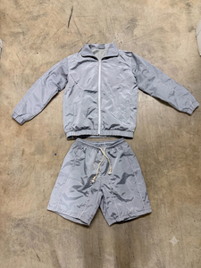 Unisex Orange Tracksuit Set Full Sleeve Zipper Jacket Shorts Breathable Lightweight Sporty Solid Color Adult Summer Wear - Product Image 2