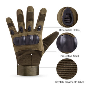 Gants tactiques à doigts entiers pour hommes, antidérapants, en tissu Oxford, avec fermeture auto-agrippante, noir, beige, vert olive - Product Image 4