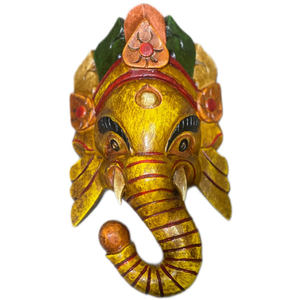 Máscara de Lord Ganesh Tallada a Mano en Madera de Pino para Colgar en la Pared, Regalo de Año Nuevo Asthamangal y Modelos de Artesanía VM 025-030 - Product Image 3