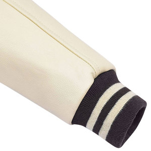 Veste universitaire pour homme, manches en cuir PU, couleur unie, col rabattu, vêtements décontractés pour l'automne - Product Image 5