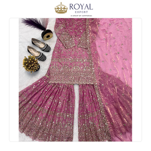 Nueva Colección de Trajes Sharara de Alta Costura con Bordado de Lentejuelas en Seda Fendi Pura para Bodas - Product Image 2