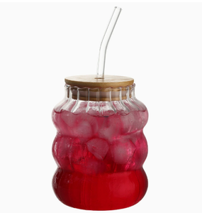 Gobelets en verre côtelé prêts à la vente avec pailles pour supermarchés, chaînes de magasins d'articles ménagers et présentoirs saisonniers - Product Image 2