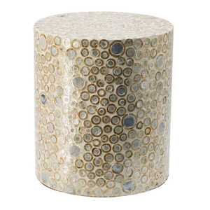 Premium Quality Handcrafted Shell Mosaic Accent Table <b>Stools</b> Mother of Pearl Stylish Wooden Cylinder For Living Room - Product Image 1