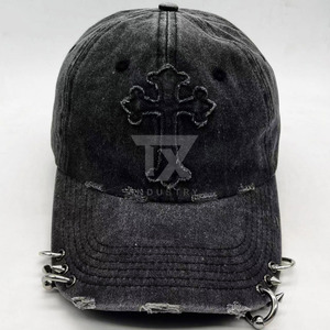 High Quality Unstructured Baseball <b>Caps</b> Custom Embroidery Logo Washed <b>Vintage</b> Distressed <b>Cap</b> 5 Panel Baseball <b>Cap</b> - Product Image 1