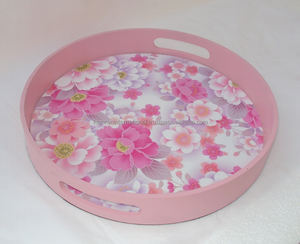 Plateaux de service alimentaires ronds imprimés personnalisés Ustensiles de cuisine en bois MDF Ensemble de 3 pièces pour usage domestique Ustensiles de cuisine écologiques - Product Image 4