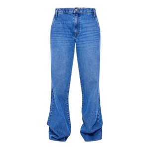 Pantalones vaqueros ajustados de mezclilla lavados con ácido azul medio personalizados, pantalones elásticos de lujo para mujer, monos holgados de pierna ancha, estilo de invierno para niñas y mamás - Product Image 5