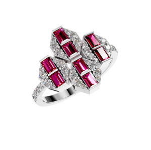 แหวนประดับศิลปะทำด้วยเงินสเตอร์ลิง925ประดับเพชรทับทิมธรรมชาติคุณภาพสูงได้รับการรับรองการตั้งค่าแบบง่ามคลาสสิก - Product Image 1