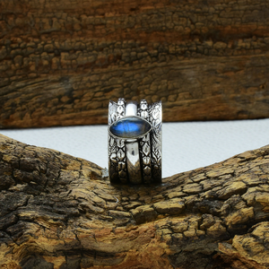 Labradorite <b>Spinner</b> <b>Ring</b> 925 Sterling Silver Fidget Meditation <b>Ring</b> Handmade Jewelry Gift for Her - Product Image 1