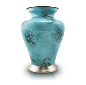 Urna Funeraria de Metal Clásica Azul Plateada para Cenizas Humanas, Estilo Americano/Europeo - Product Image 1