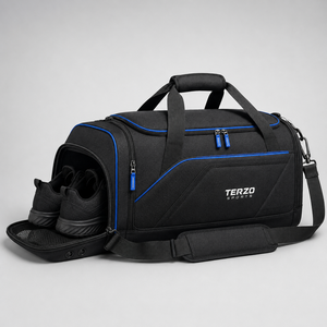 Nouveauté 2026 : Sac de sport et de voyage noir personnalisable avec logo, compartiment à chaussures ventilé, grande capacité - Product Image 4
