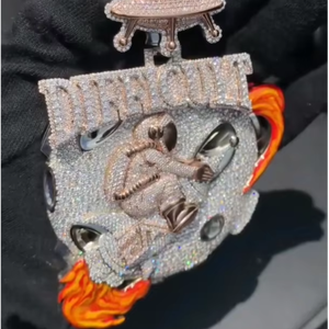 Colgante de Hip Hop Personalizado, Colgante Redondo con Incrustaciones de Moissanita, Cadena Cubana para Hombre, Plata 925, Colgante con Inicial de Letra y Diamantes - Product Image 1