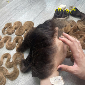 LINU Virgin Raw Vietnamese Hair 100g Hair Weaving Super Quality Machine Double Weft <b>Body</b> <b>Wave</b> Ombre Brown - Product Image 3