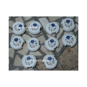 Nuevo juego de posavasos redondos pintados a mano con hermoso diseño de mármol, ideal para decoración y como regalo para el festival de Ramadán. - Product Image 3