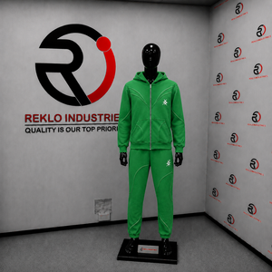Green Tracksuit Men Custom Logo <b>Full</b> <b>Zip</b> <b>Hoodie</b> Jogger Pants Set Streetwear Fashion Sportswear Casual Gym Training Wholesale Fit - Product Image 3
