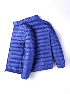 Veste matelassée pour homme, couleur vert olive, col montant, fermeture éclair, coupe-vent, rembourrage en polyester, manteau d'hiver décontracté - Product Image 4