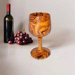 Verre à vin en bois fait main, forme unique, design grain de bois naturel, pour cocktails, 1 pièce - Product Image 2