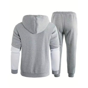 Ensemble de survêtement d'hiver épais pour hommes, avec capuche et fermeture éclair, pour le jogging et le sport décontracté, respirant, séchage rapide, couleur et logo personnalisables, OEM - Product Image 2