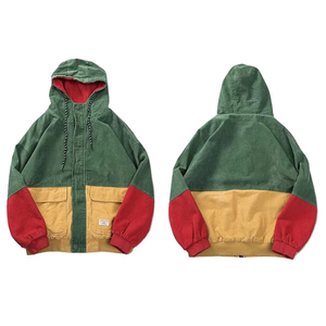 Chaqueta de Pana con Capucha para Otoño, Talla Grande, 100% Poliéster, Diseño con Estampado Digital, Suministro ODM, Unisex, Diseño con Botones y Parches - Product Image 1