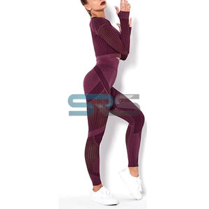 ชุดโยคะกีฬาผู้หญิงคุณภาพสูง 2 ชิ้น เสื้อและกางเกงขาสั้น เอวยางยืด ระบายอากาศได้ดี ทรงเข้ารูป ผ้า SMART FABRIC สำหรับวิ่งลำลอง - Product Image 5