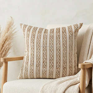 Housse de coussin carrée en coton imprimé à la main style vintage 20x20, amovible, lavable, minimaliste, décorative, fabriquée en Inde - Product Image 1