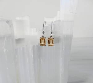 Boucles d'oreilles en citrine, argent sterling, pierre précieuse jaune, boucles d'oreilles pendantes, pierre de naissance de novembre, cadeau de bijoux pour femmes - Product Image 2