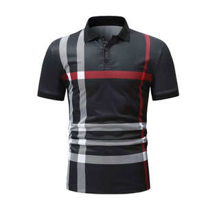Polo à carreaux personnalisé en gros pour hommes, manches courtes, décontracté, pour le golf, respirant, mélange de coton, hauts OEM ODM - Product Image 1