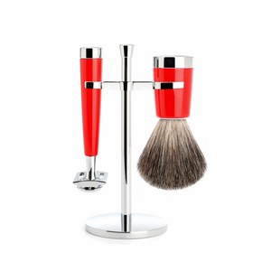 LEO BEAUTY PRO - Brosse à barbe 100% poils de blaireau, rasoir à 3 lames, manche en métal, support pour brosse, kit de rasage de luxe haut de gamme - Product Image 5