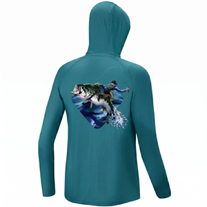 Sudadera con Capucha de Pesca de Manga Larga Personalizada para Hombre, Protección UPF 50, Secado Rápido, Estampado por Sublimación, Prenda Superior para Actividades al Aire Libre - Product Image 1