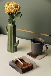 Cendrier carré en aluminium sans fumée, style américain, pour cigares et cigarettes, blanc, artisanal, moderne, de luxe, décoration de table, maison, bureau - Product Image 6