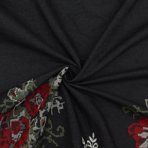 Custom <b>Embroidered</b> Denim Fabric with African Print for Abaya Kaftan Garment and Fashion Wear OEM - Product Image 2