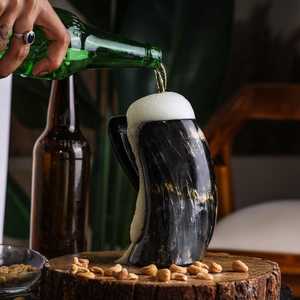 Best Viking Drinking Horn <b>Mug</b> with Wooden Base Luxury Handmade 600ml Capacity for Party Use at Wholesale Price - Product Image 1