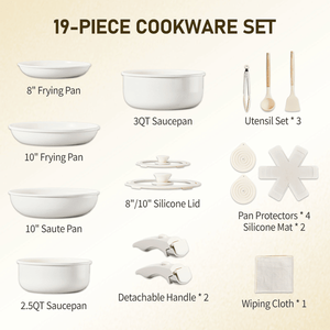 17-Piece Non-Stick Aluminum Cookware <b>Set</b> with Removable Handles 5 Pots and 2 Lids <b>Microwave</b> Oven Safe Dishware - Product Image 5