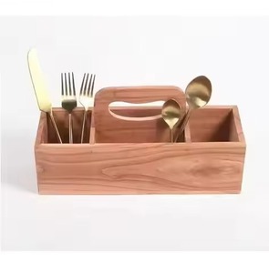With Handle Wooden <b>Caddy</b> For <b>Kitchen</b> Home Hotel Table Top Decorative Use Wooden Utensils Holder <b>Caddy</b> In 6 Compartment - Product Image 4