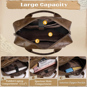 Leather Laptop Messenger Bag <b>Briefcase</b> Adjustable Handmade Travel Bag for Men and Women Crossbody Genuine Leather - Product Image 4
