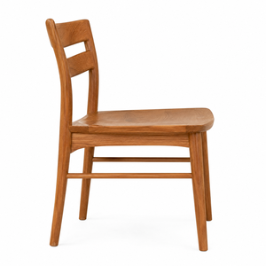 Chaise de salle à manger scandinave en teck avec dossier en forme de pont, écologique, imperméable, durable, stable, design moderne, forme rectangulaire - Product Image 2